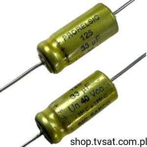 [4szt] 33uF-40V-AXIAL A 701082 Prorelsic125, 8.5x19 mm AXIAL SICSAFCO