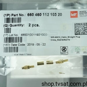 [3szt] 66046011210320 Conn. MMCX Plug RG316-RG188 PLUG WURTH