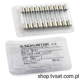 [20szt] 0034.3428 Fuse T12A 250V Type FST TUBE SCHURTER