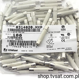 [20szt] 0314020.HXP Fuse Fast Acting 20A 250V TUBE LITTELFUSE