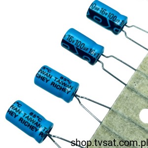 [100szt] 100uF-16V-THT 100uF 16V R=5mm Electrolytic THT RADIAL RICHEY