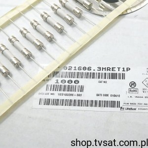 [20szt] 021606.3MRET1P Fuse 6.3A 250V AXIAL LITTELFUSE