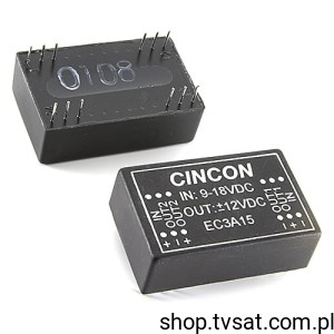 [1pc] EC3A15 DC-DC in 9-18 V out +/-12VDC 3W DIP12 CINCON