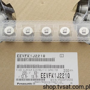 [35szt] EEVFK1J221Q 220uF 63V Electrolytic SMD-12.5X13.5 PANASONIC