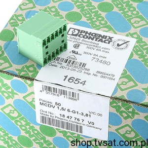 [2szt] MCDV1,5-6-G1-3,81 1847767 Terminal Block 2x6 Pin THT PHOENIX