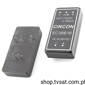 [1pc] EC3BB16 DC-DC 24Vin 2-Out: 5V,-5V 0.75A 7.5W THT CINCON