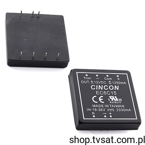 [1pc] EC6C15 DC-DC 36V to +/-12V 1.25A THT CINCON