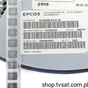 [20szt] B72660M251K93 Varist 1.2kA 390V 250VAC 320VDC SMD EPCOS
