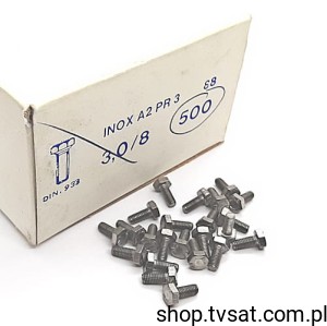 [300szt] 933-2-3-8 M3X8/DIN933 ISO4017 SCREW INTERINOX