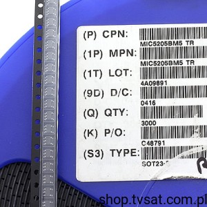[50szt] MIC5205BM5TR LDO ADJ 0.15A SMD-SOT23-5 MICROCHIP