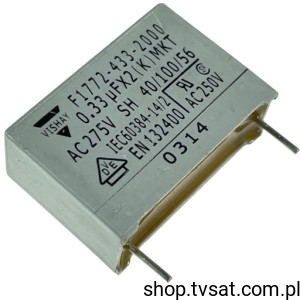 [20szt] F17724332000 MKT 330nF 275VAC X2 10% R22.5 VISHAY