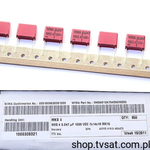 [50szt] MKS40124704D00MD00 PET 47nF 1kV 10% R15.0 WIMA