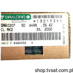 [500szt] SMA0207-50-649R-0.5% 649R 0.5% 50ppm 0207 Axial AXIAL DRALORIC