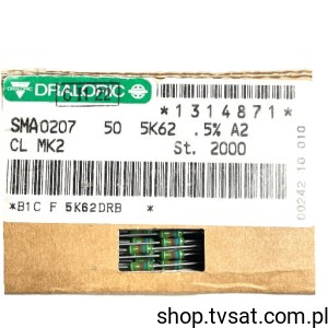[500szt] SMA0207-50-5K62-0.5% 5K62 0.5% 50ppm 0207 Axial AXIAL DRALORIC