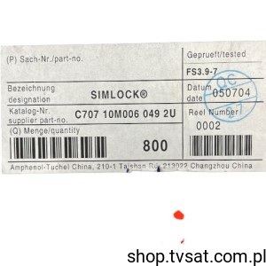 [20szt] C70710M0060492U C707A Lock for  Cards SIM AMPHENOLDE