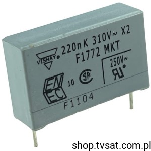 [20szt] F17724222000 MKT 220nF 310VAC X2 10% R=22.5 R22.5 VISHAY